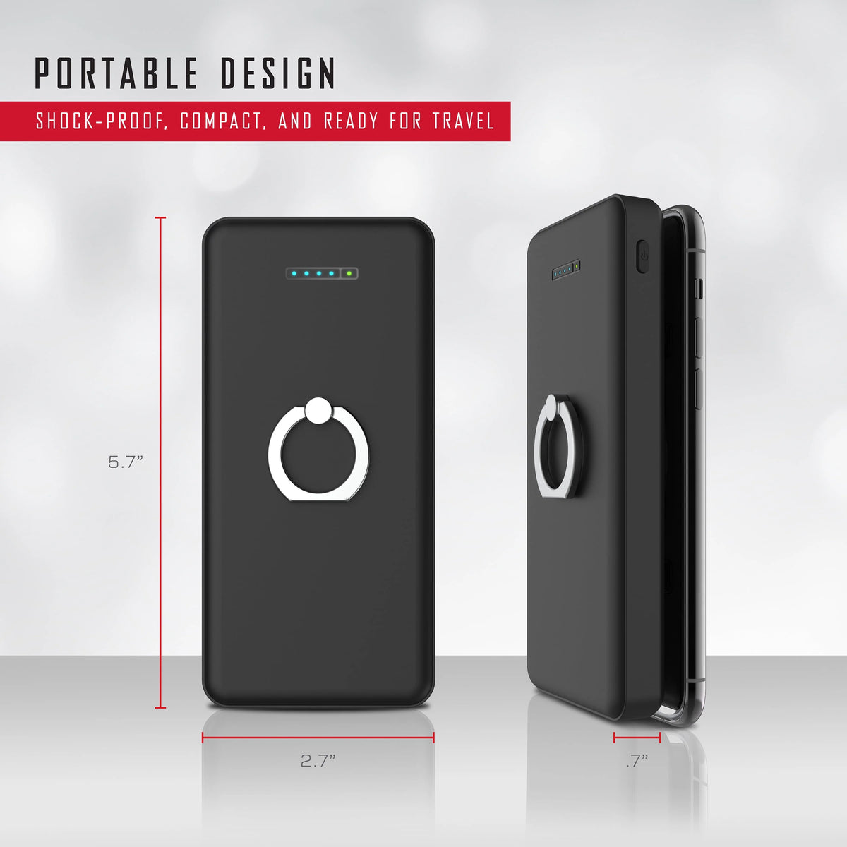10,000mAh Portable Charger with Wireless Charging, Black K82859