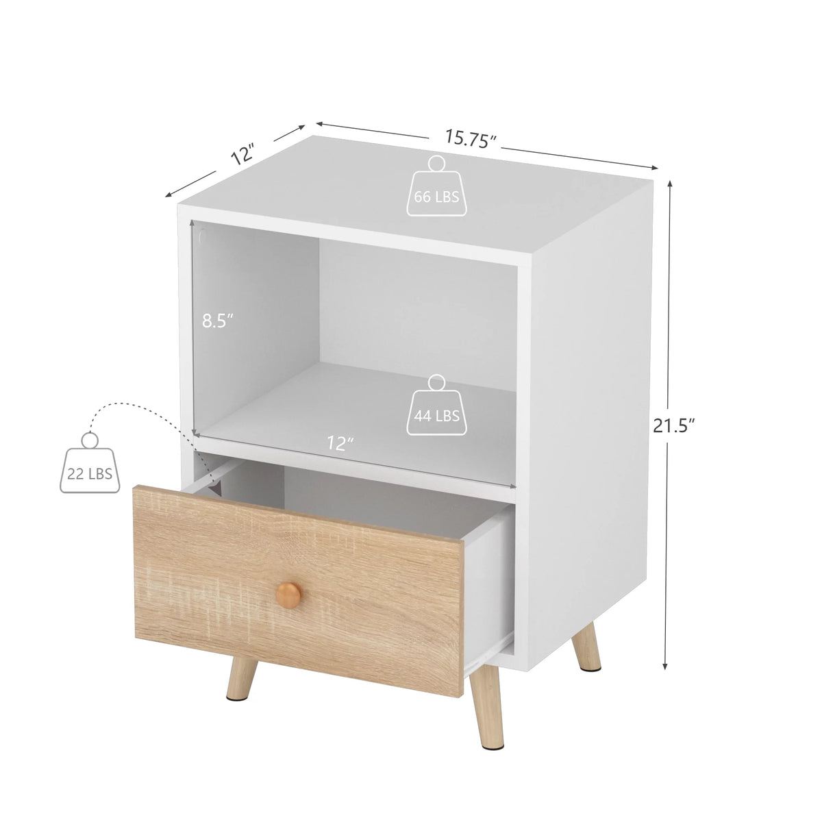 Set of 2 Nightstands with 1 Drawer and Open Shelf G870982