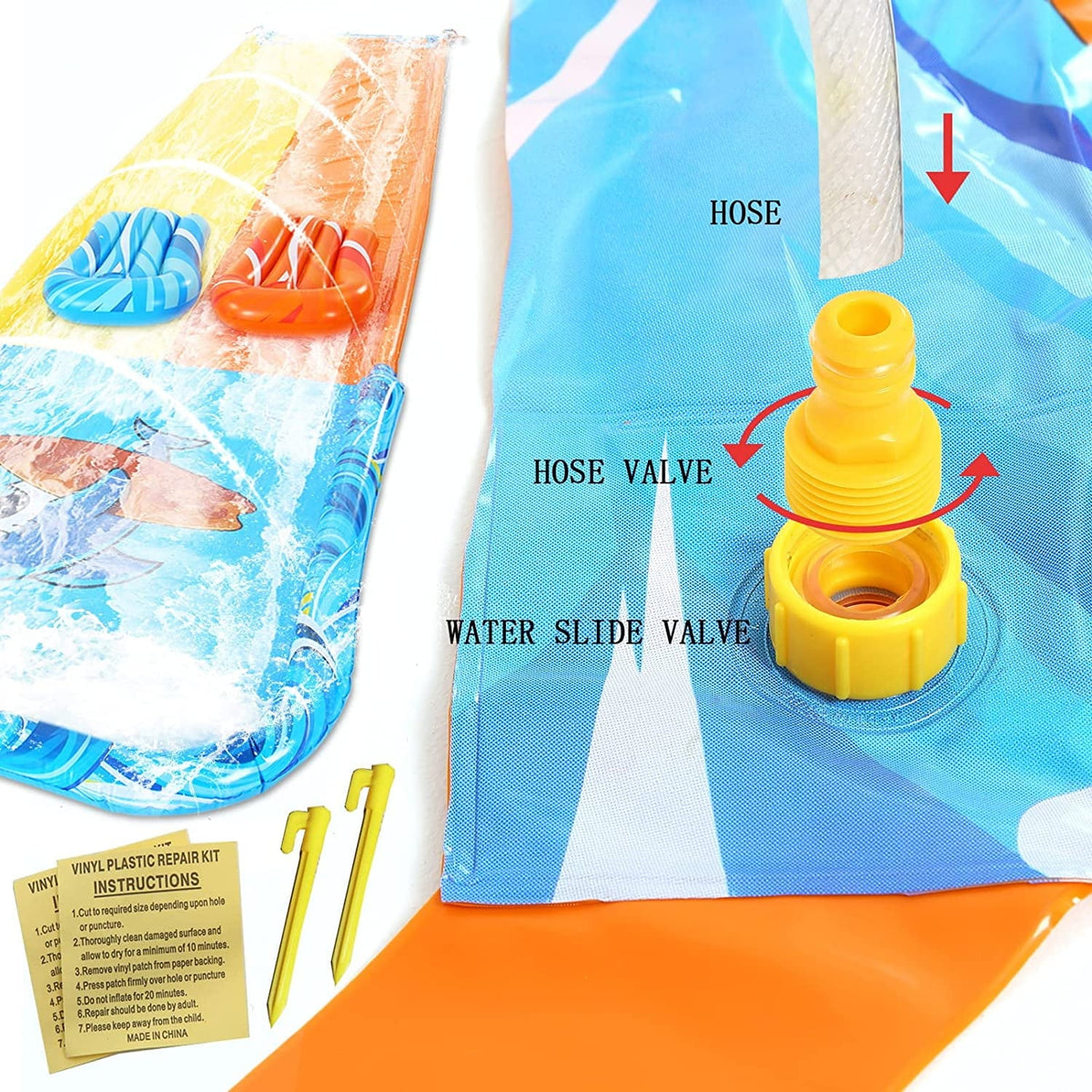 20ft Inflatable Water Slide with 2 Bodyboards Lanes C6439