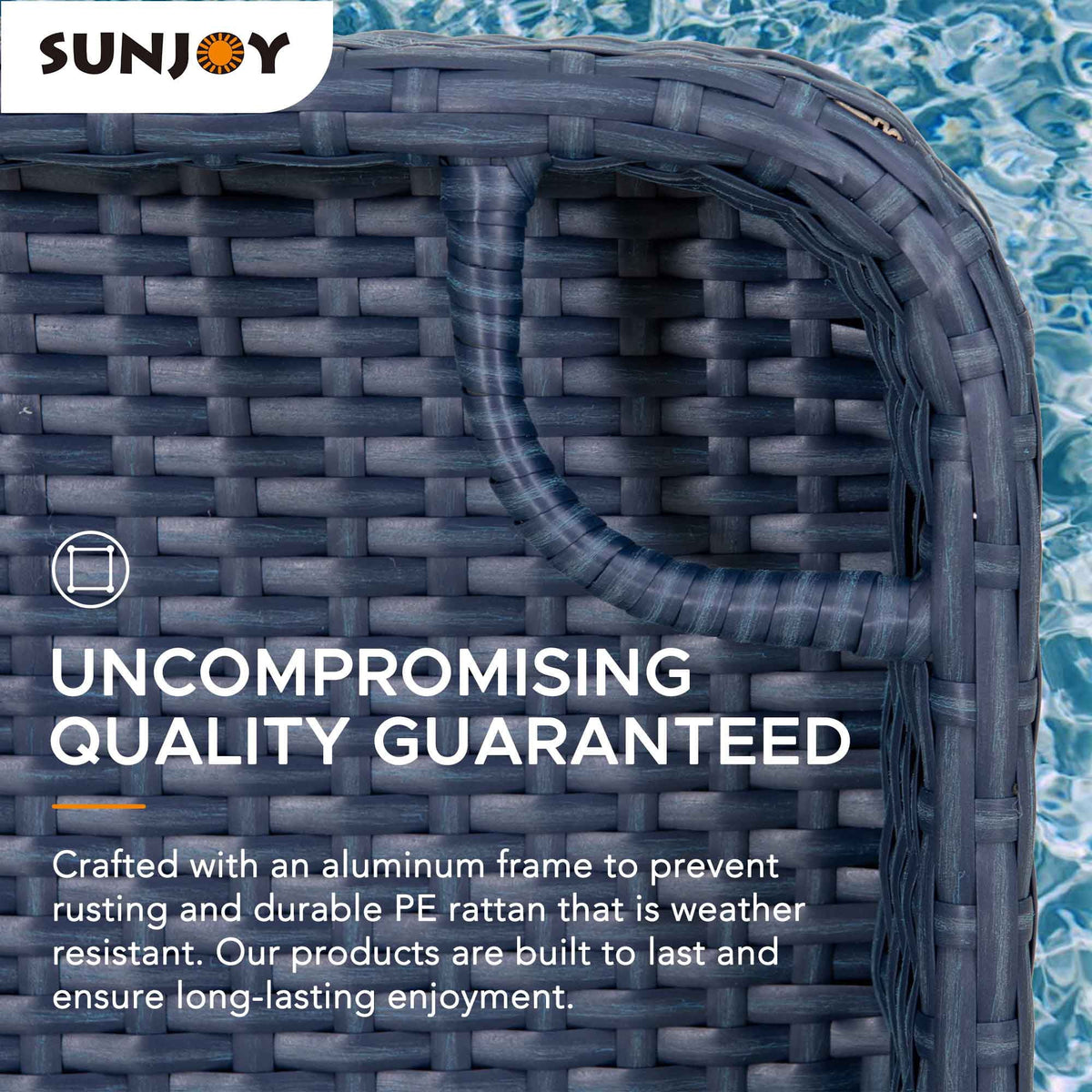 Navy Wicker Floating Pool Tray with Aluminum Frame T145411
