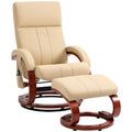 Beige Electric Faux Leather Recliner Chair with Ottoman B394