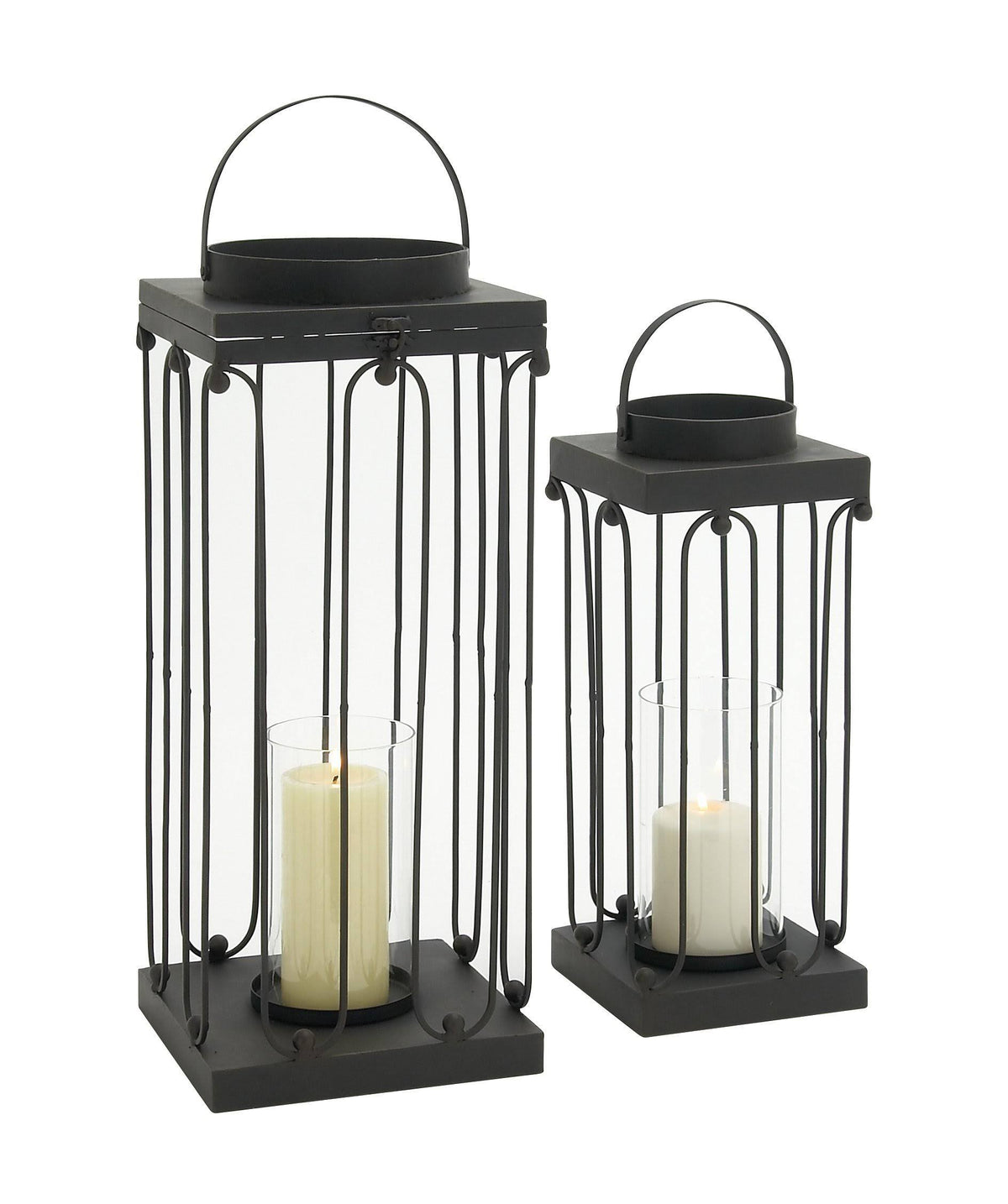 Metal Glass Candle Lantern Set of 2 V7784