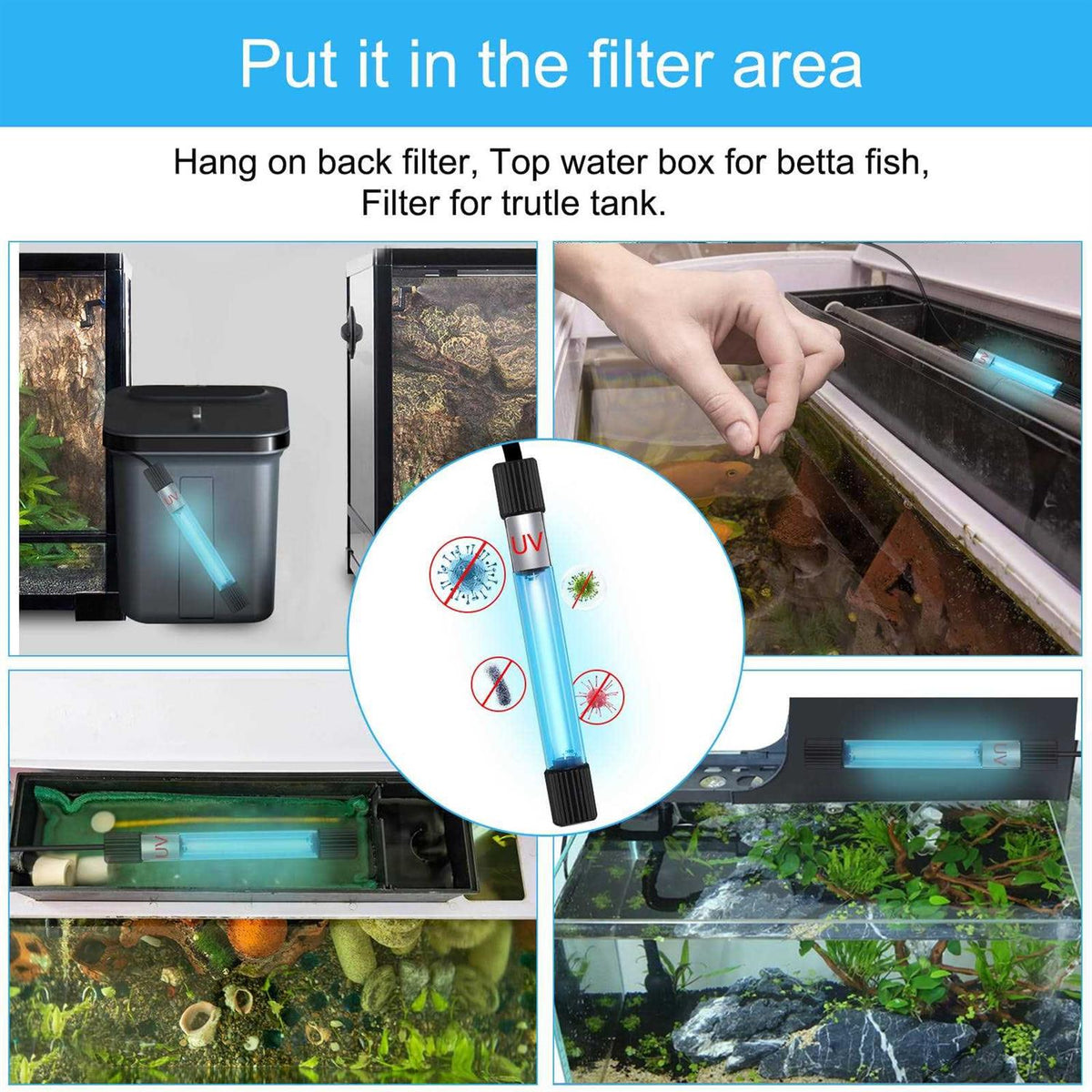11 W UV Sterilizer Aquarium Submersible Lamp with Timer W231185