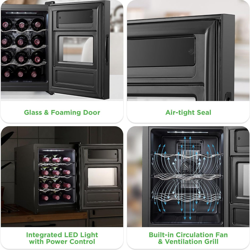 12 Bottle Black Wine Cooler S371