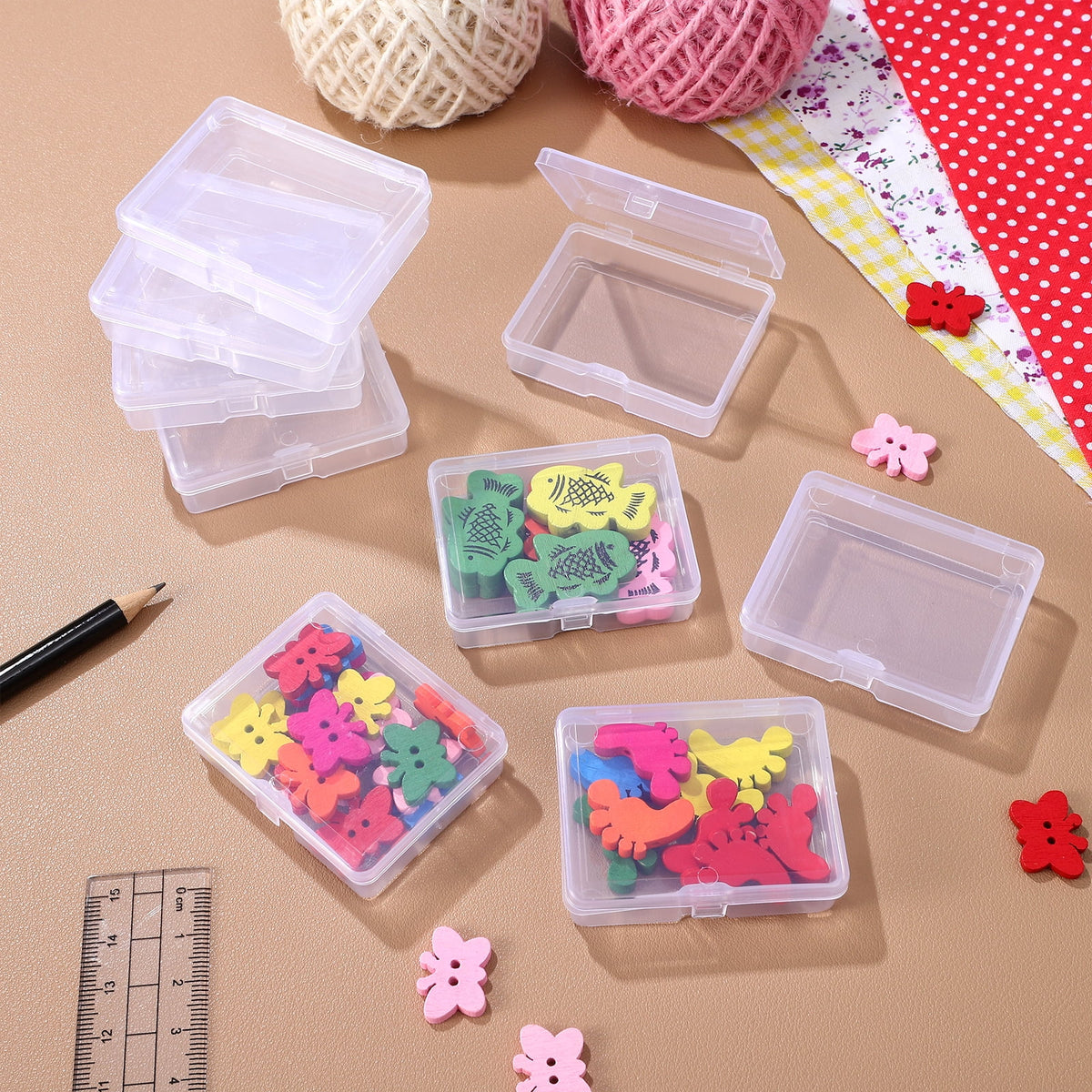 96 Pcs Mini Clear Plastic Boxes L598883