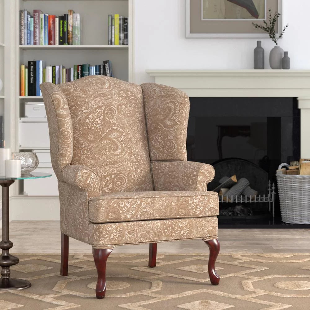 Cream Chenille Wingback Accent Chair H212
