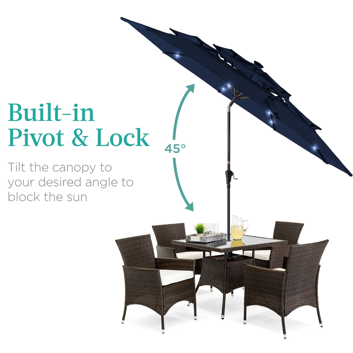 10ft 3-Tier Solar Patio Umbrella with 24 LED Lights X606766
