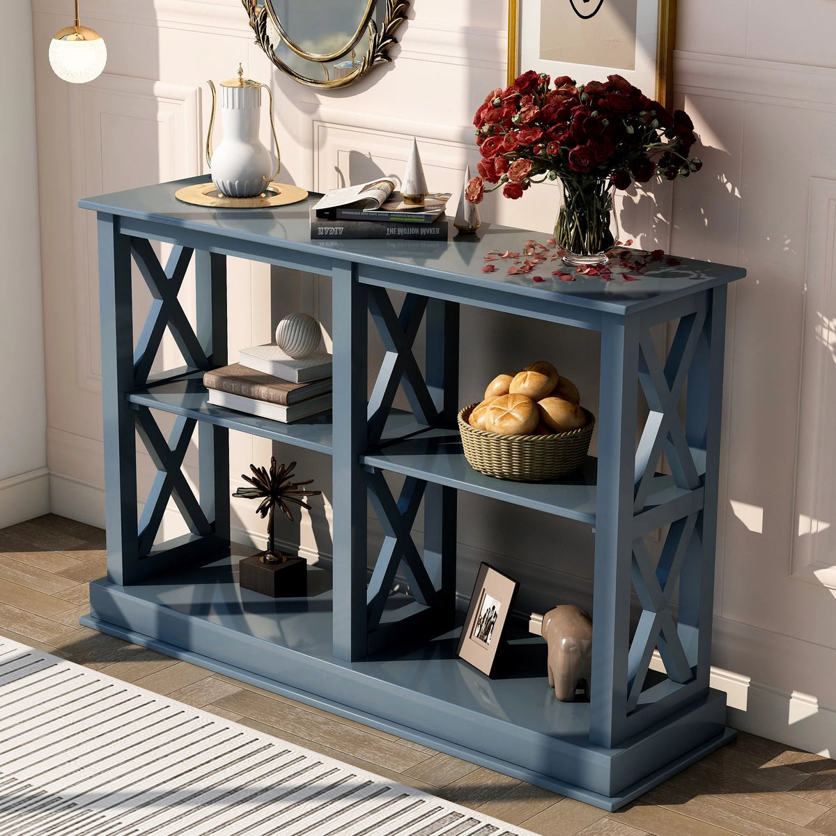 Navy Blue 3-Tier Console Table G916893
