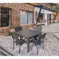 Black Square Aluminum Outdoor Dining Table 5 Piece R55789