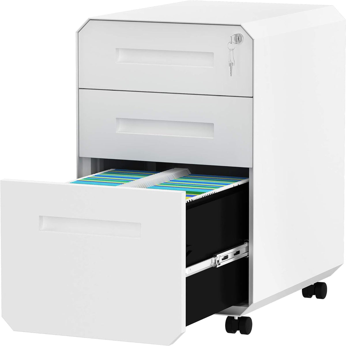3 Drawer Metal Filing Cabinet with Lock and Divider P147