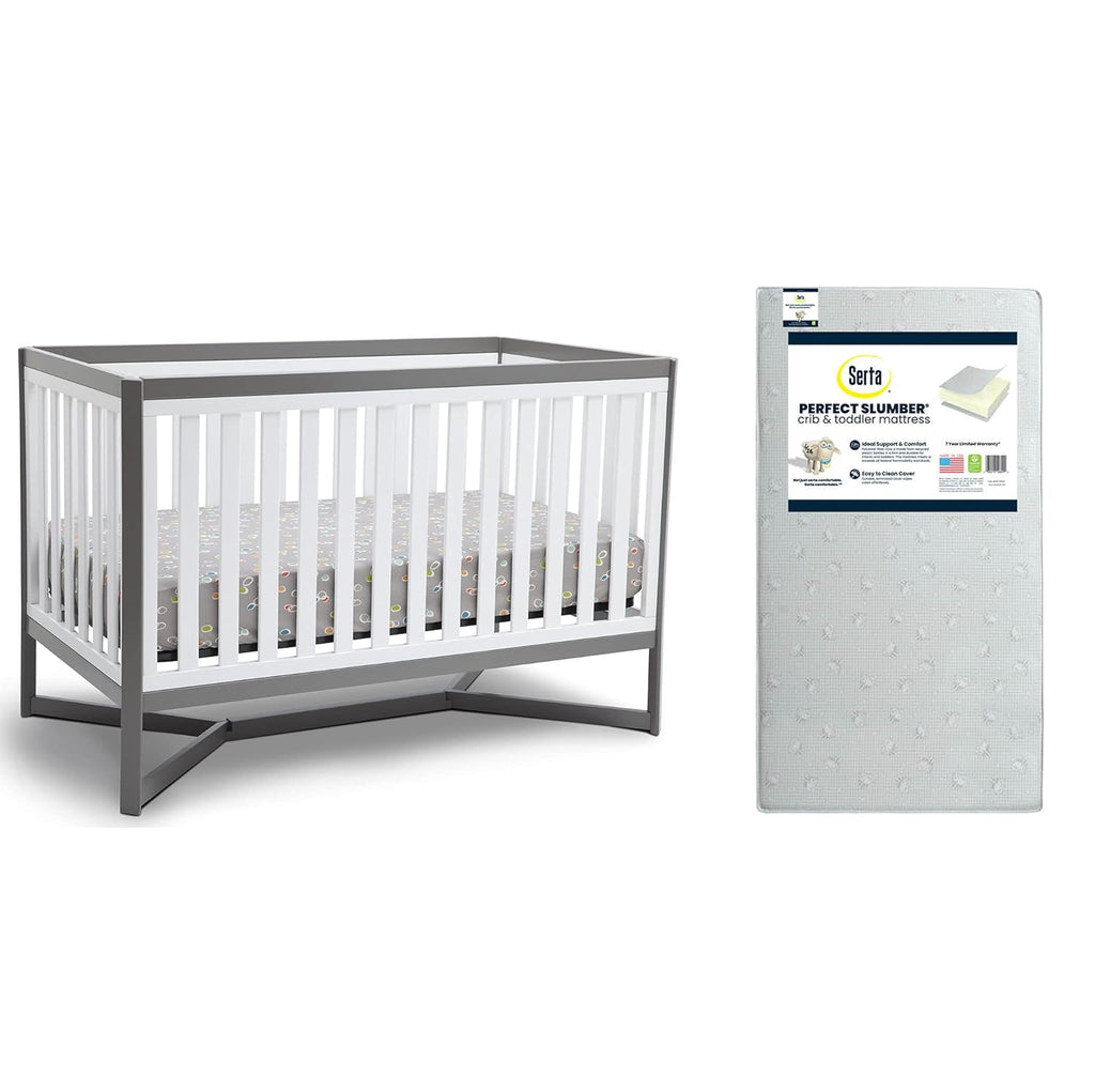 4-in-1 Convertible Crib and Dual Sided Crib & Toddler Mattress L636