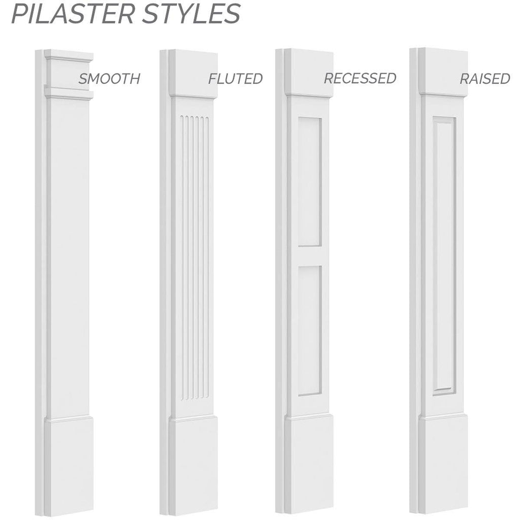 PVC Raised Panel Pilaster with Decorative Capital & Base (Pair) C3990