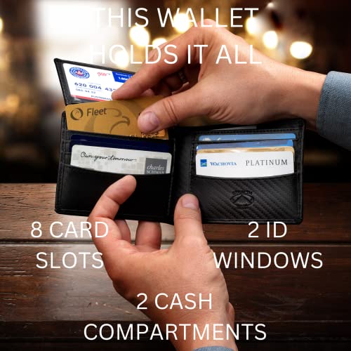 Leather Bifold Wallet with ID Window and RFID Blocking U963