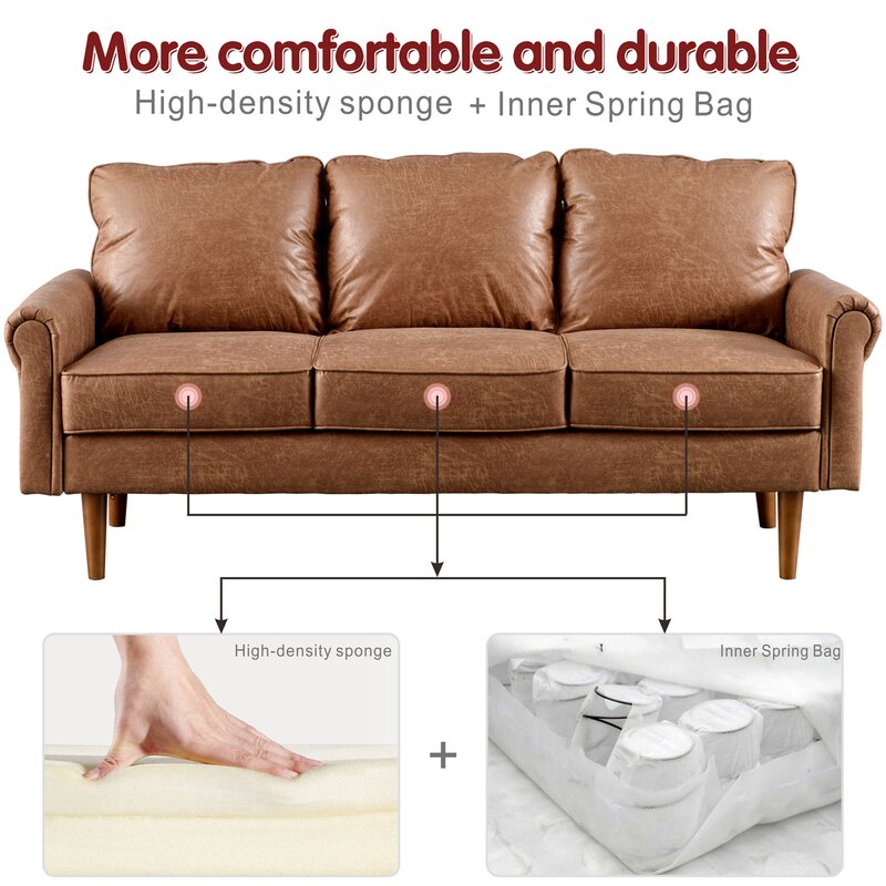 74.01" Rolled Arm Sofa C25069