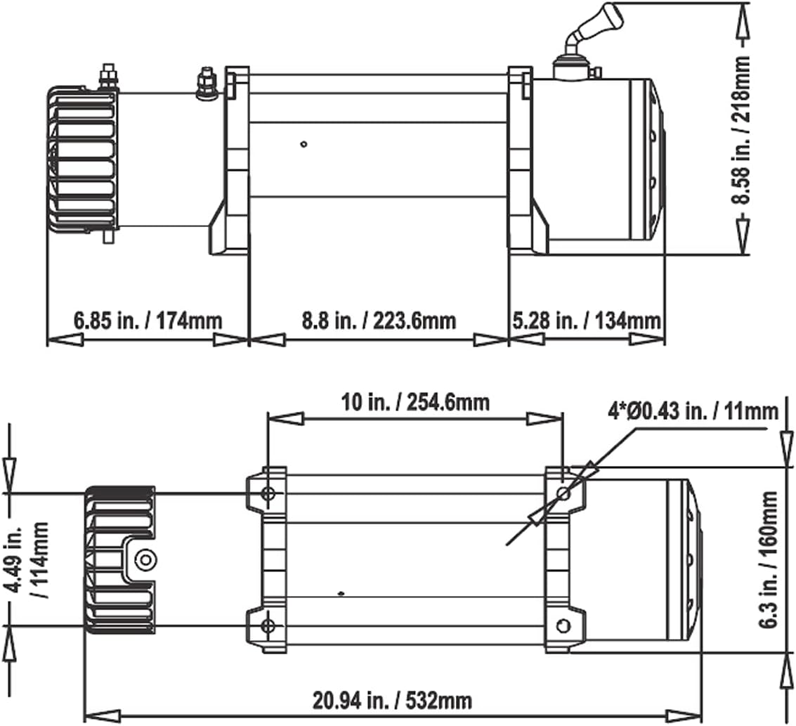 13500 lb Waterproof Synthetic Rope Electric Winch Kit J6345