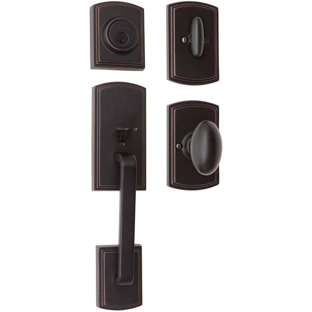 Single Cylinder Edged Bronze Door Handleset with Interior Z4646