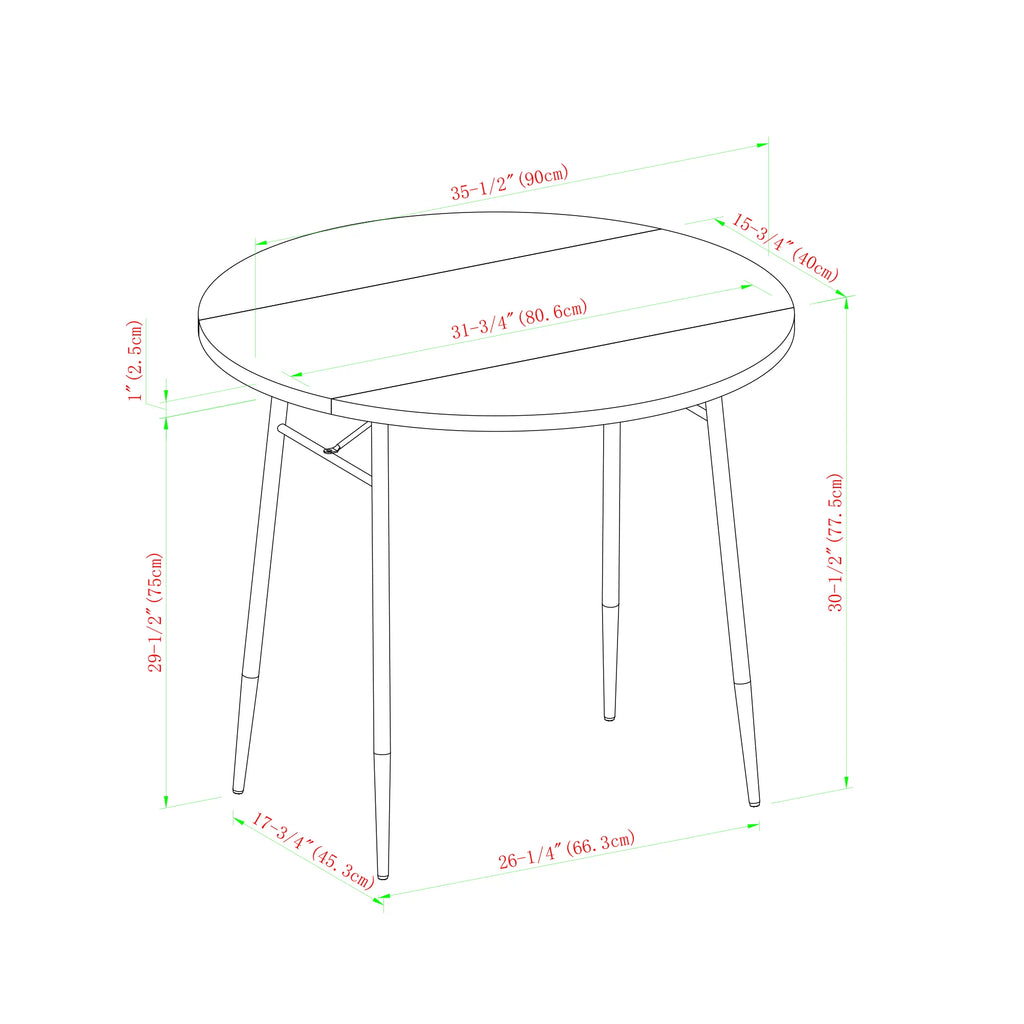 Modern Round Drop Leaf Faux White Marble Dining Table D78627