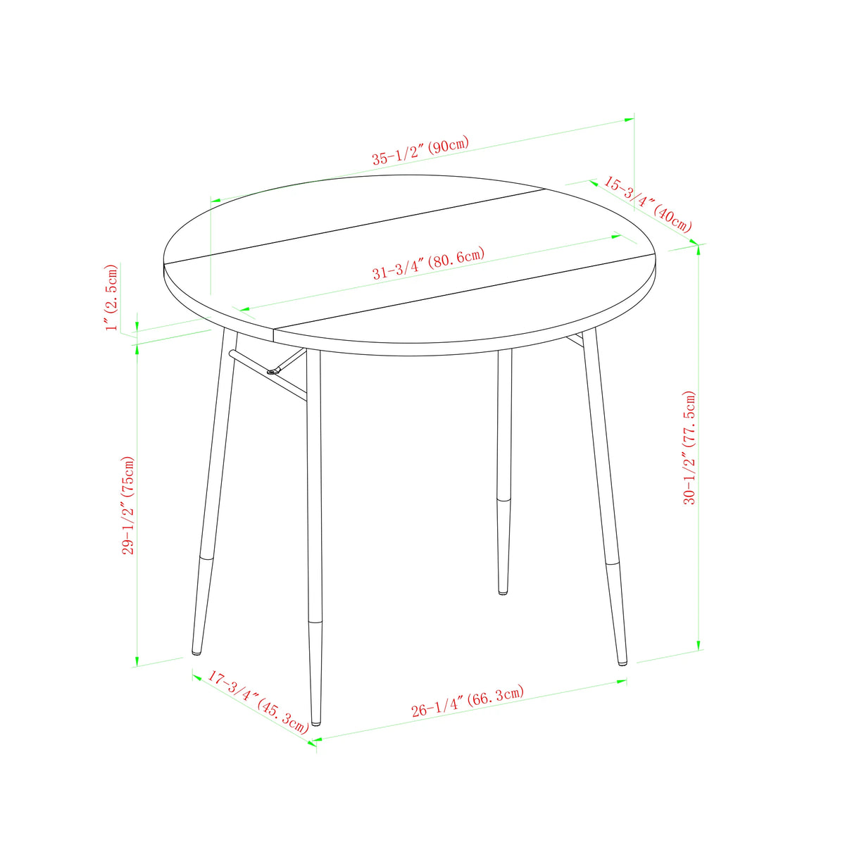 Modern Round Drop Leaf Faux White Marble Dining Table D78627