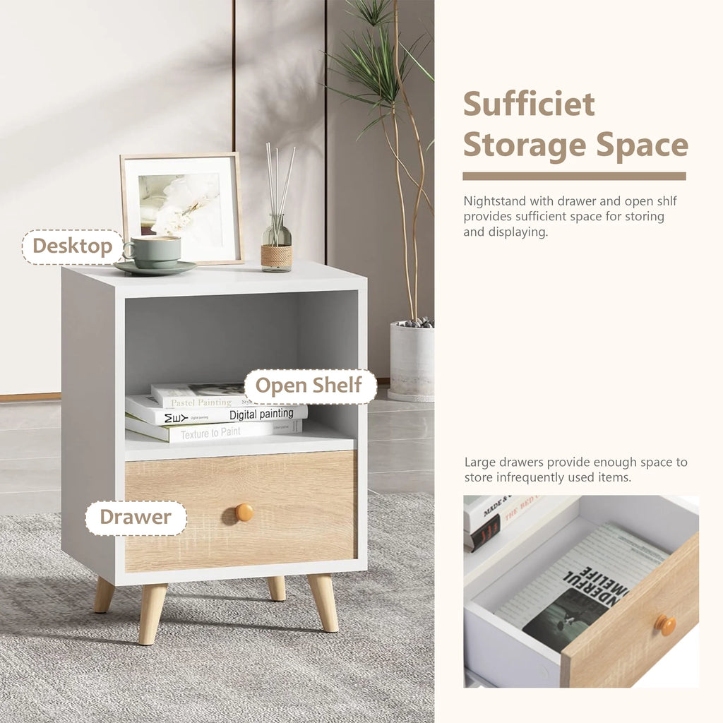 Set of 2 Nightstands with 1 Drawer and Open Shelf G870982