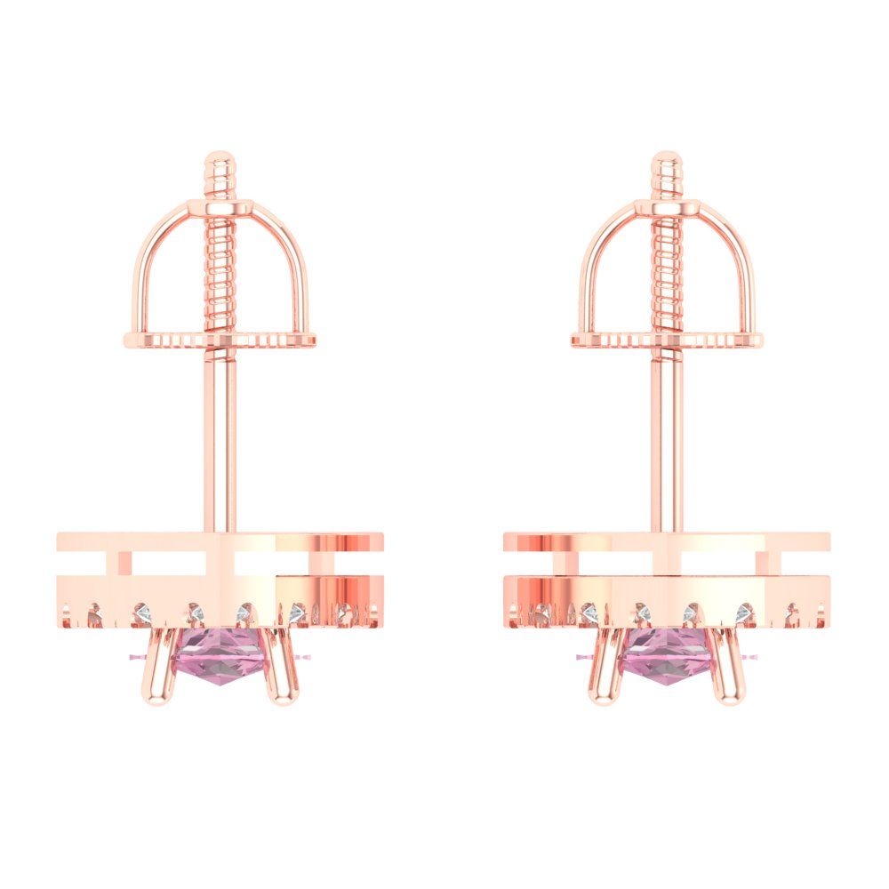 Rose Gold Halo Stud Earrings with Screw Back X1906