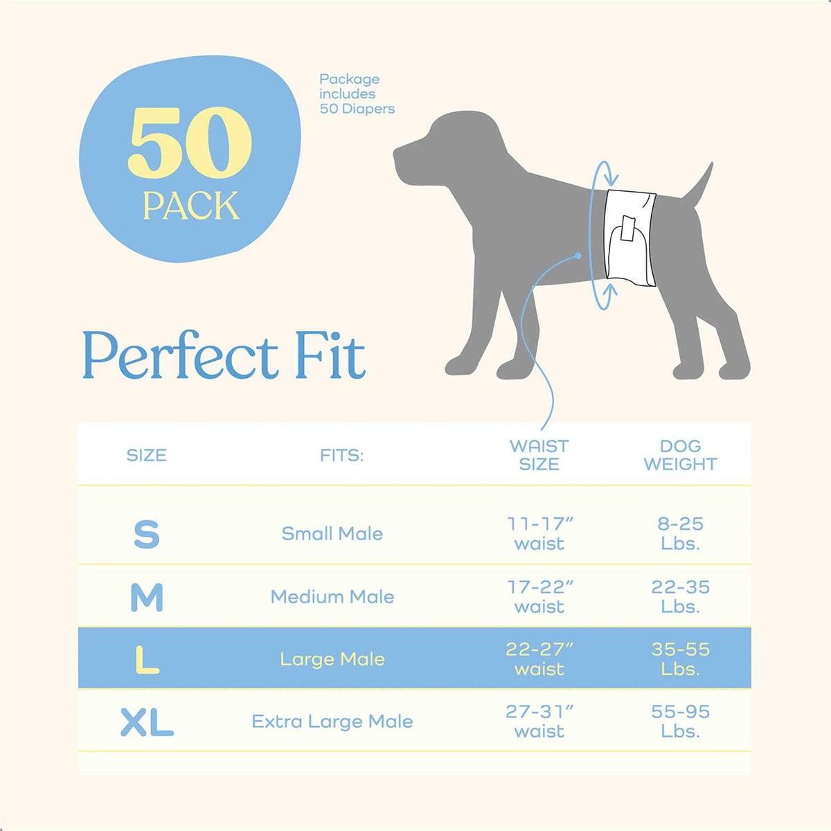 Male Dog Diapers 30-Pack Super Absorbent Disposable B10834