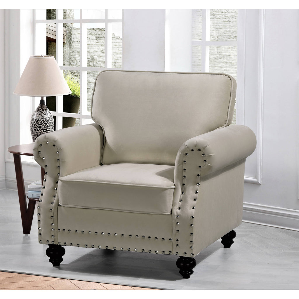 Black Velvet Nailhead Chair I26259