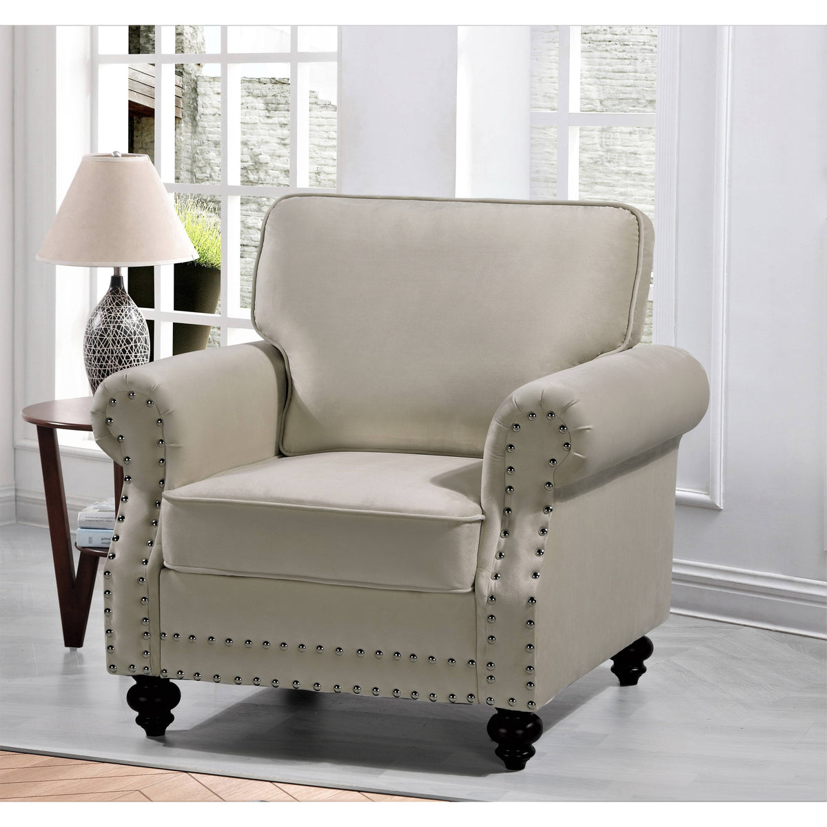 Black Velvet Nailhead Chair I26259