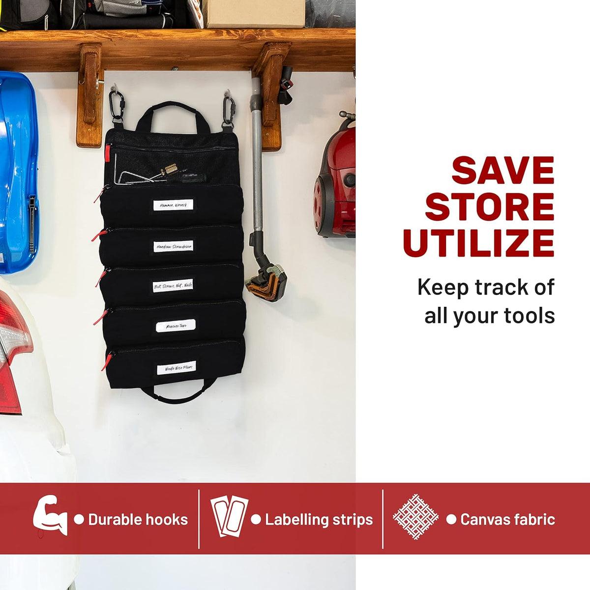 Canvas Tool Roll Bag with 5 Oversized Pouches I2162