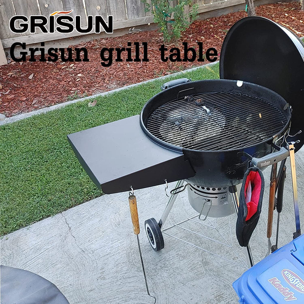 Black Powder Coated Steel Grill Table Shelf D149673