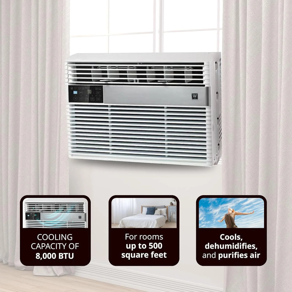 8,000 BTU 3-Speed Window Air Conditioner with Mesh Filter, White H769