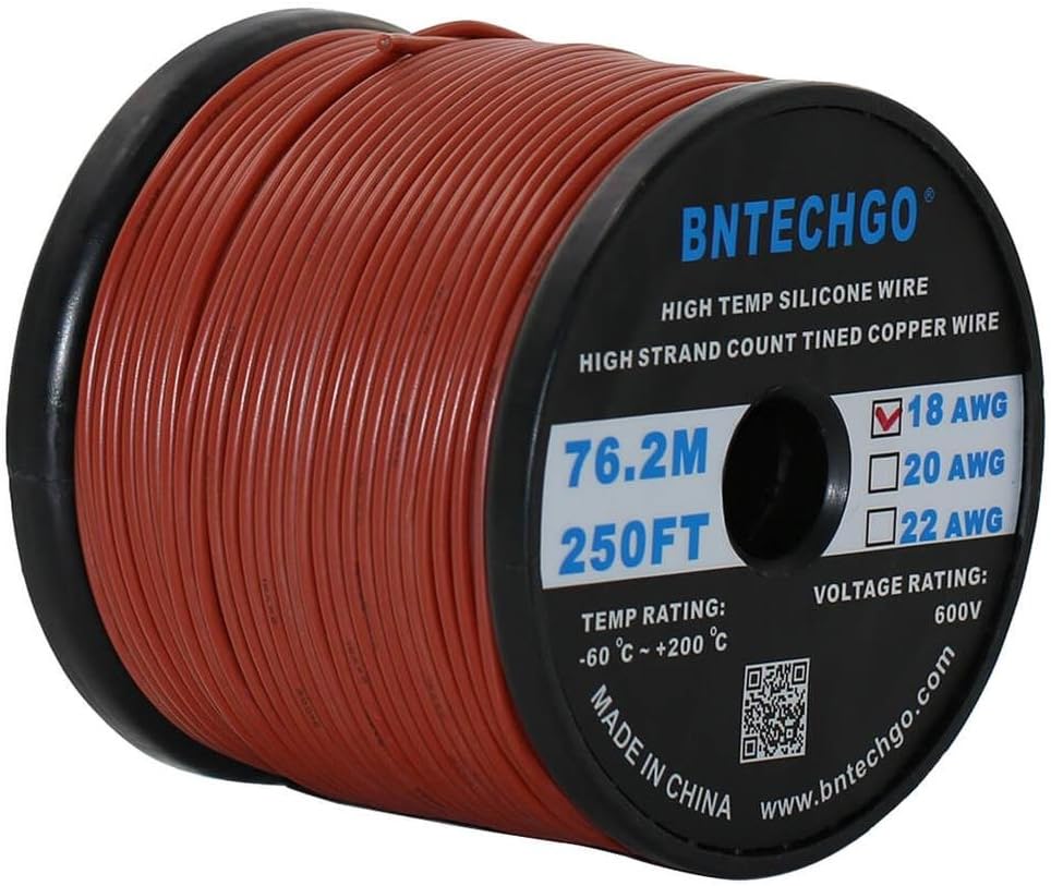 18 Gauge Silicone Wire Spool 500 ft Black Flexible 18 AWG Stranded Tinned Copper Wire Pack of 2 R79742