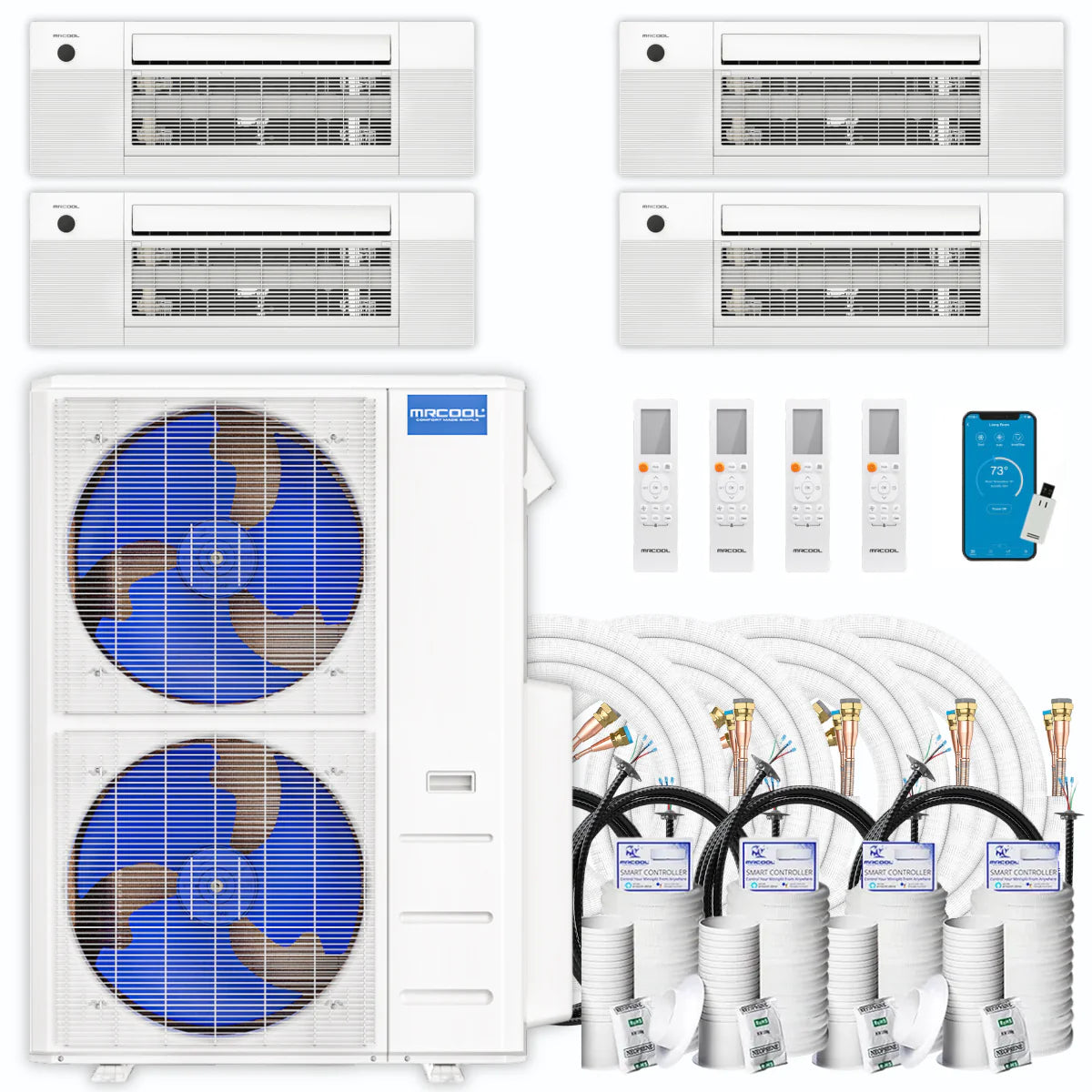 54,000 BTU 4 Zone Ceiling Cassette Ductless Air Conditioner and Heat Pump K591370