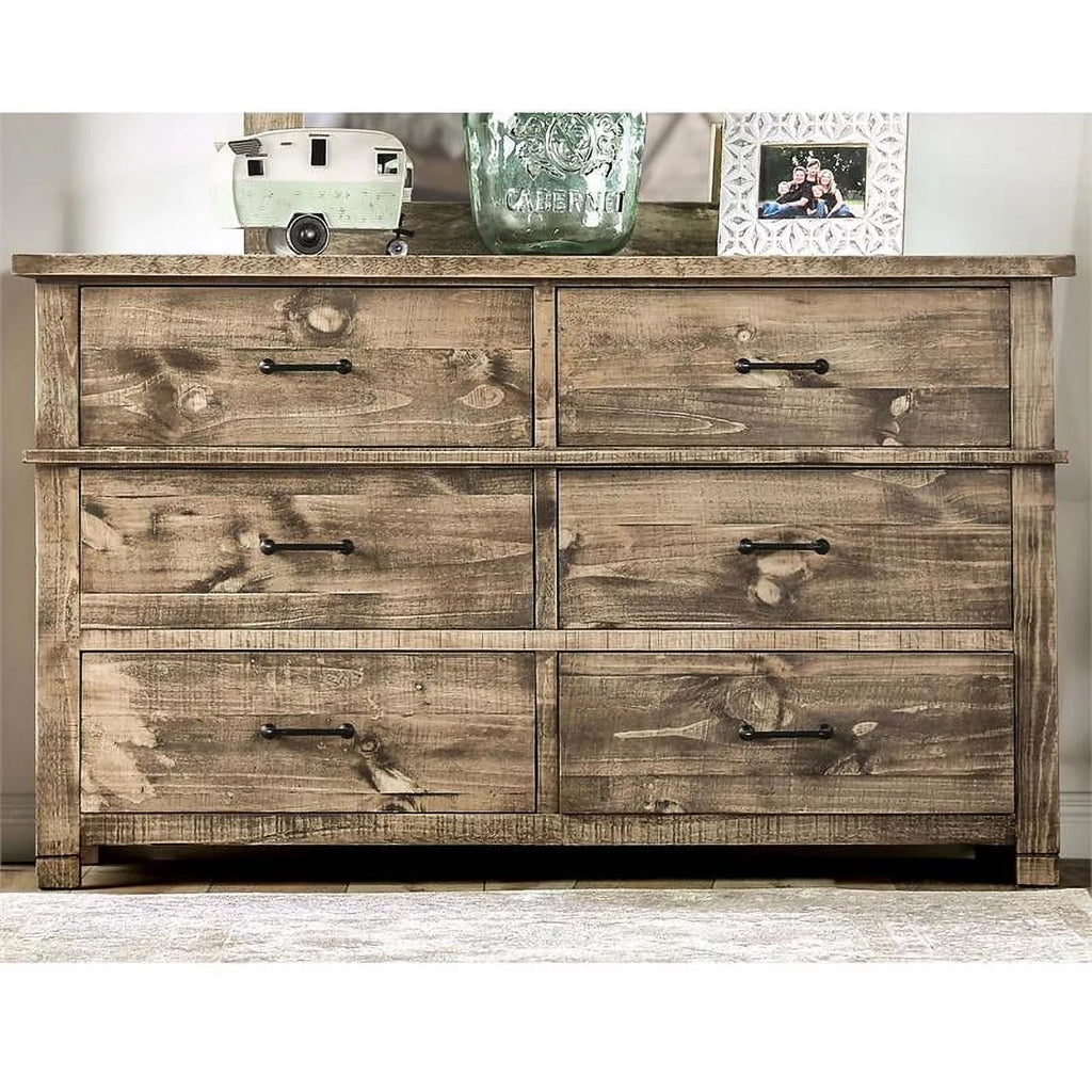 Ash Brown 2-Piece Wood Dresser and Mirror Set J4318