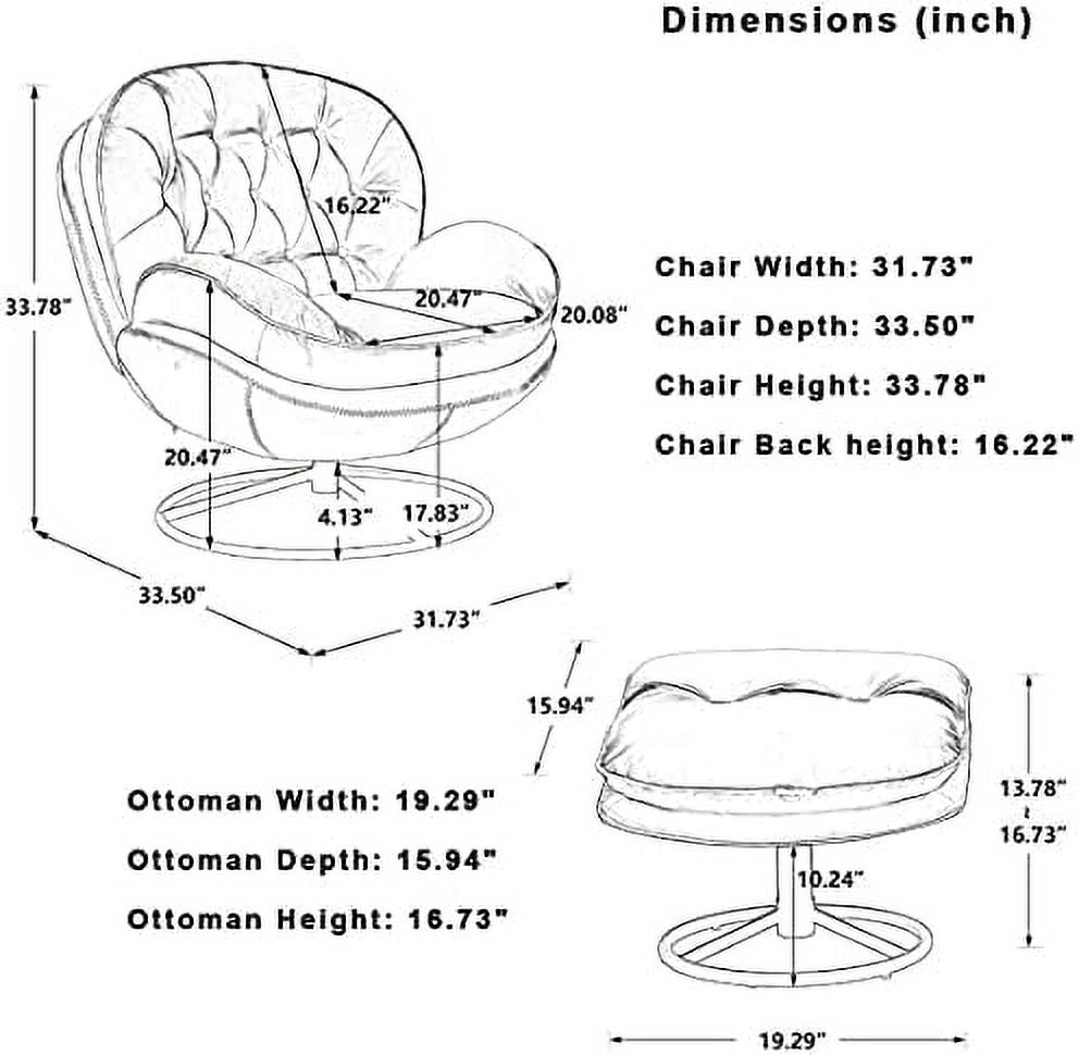 Velvet Swivel Accent Chair with Ottoman Set P325475