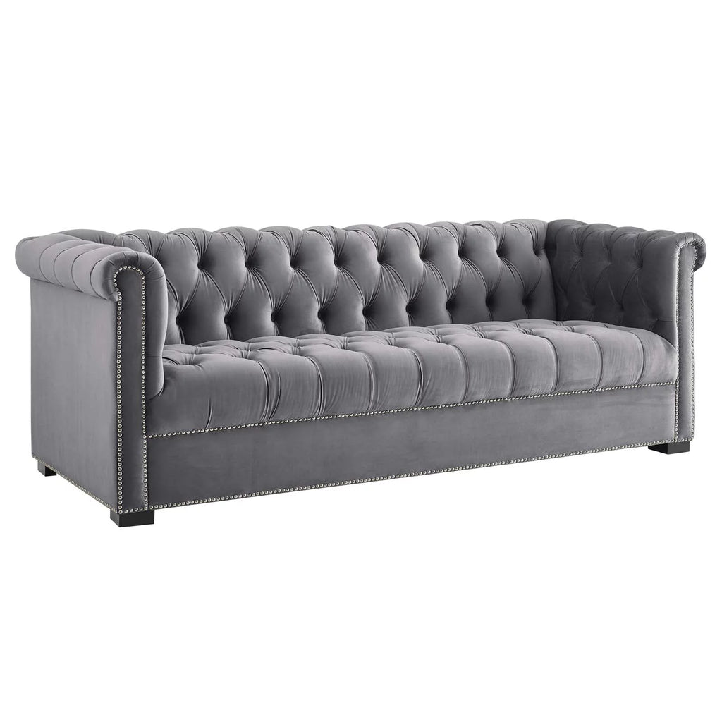 Gray Velvet Sofa S93971