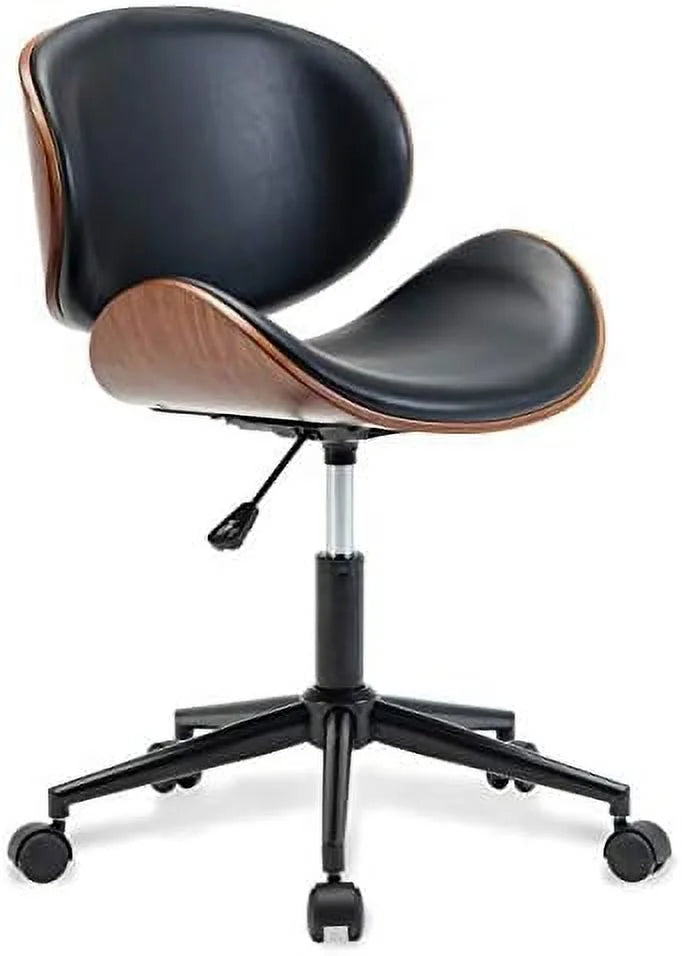 Mid-Century Modern Faux Leather Walnut Desk Chair D672056