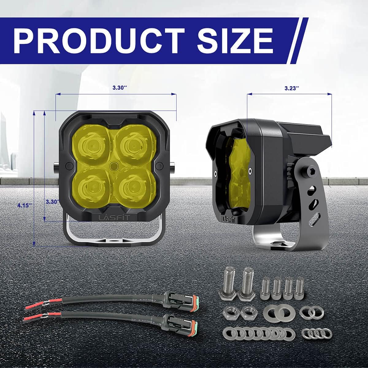 Amber 2PCS 36W Spot LED Pods W3959
