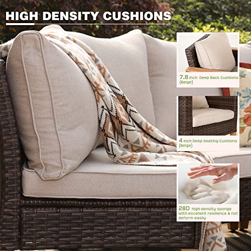 12 Piece Beige Wicker Patio Conversation Sofa Set Q993