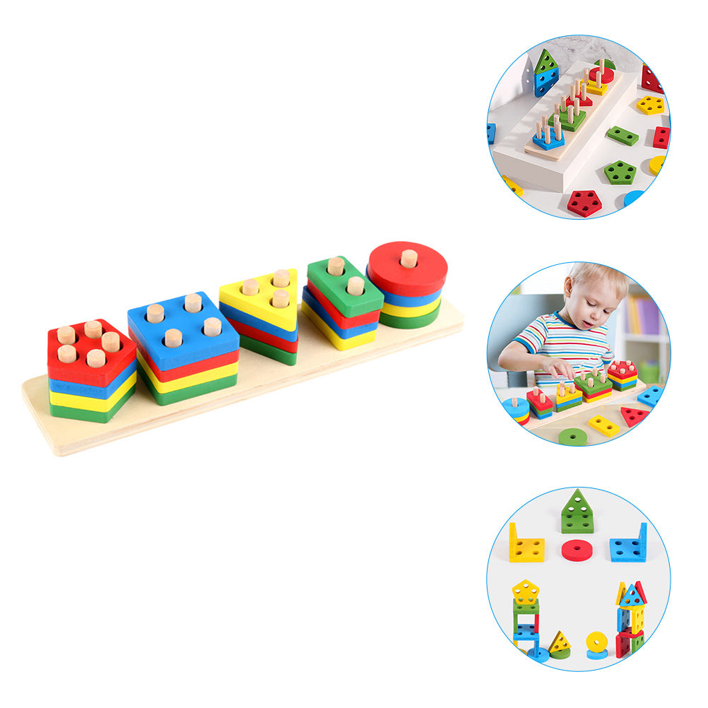 5 Sets Geometric Shape Matching Blocks Sorting Toys D293536