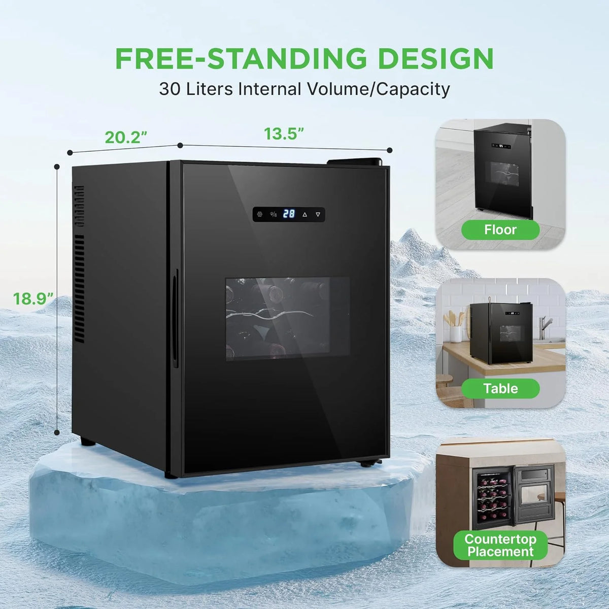 12 Bottle Black Wine Cooler S371