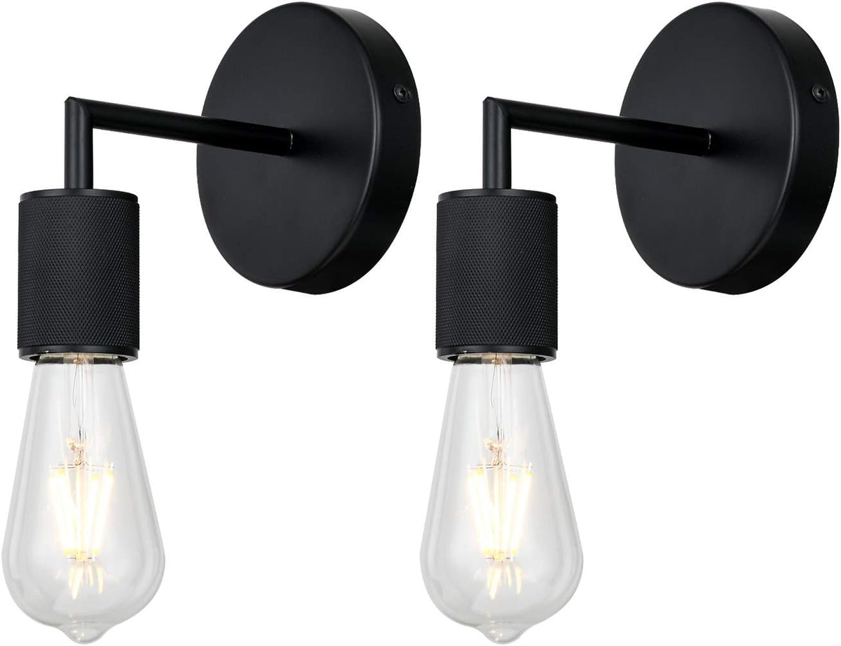 2 Pack Black Vintage Industrial Wall Light B679144