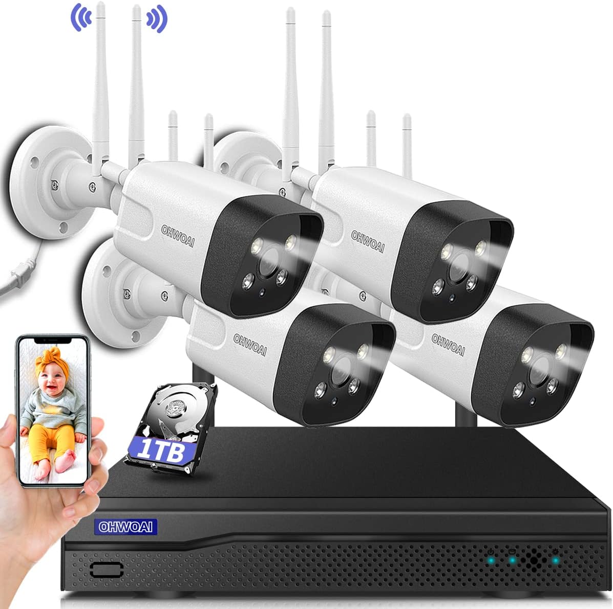8 Channel 1080P Wireless Security Camera System with 1TB Hard Drive Q82756