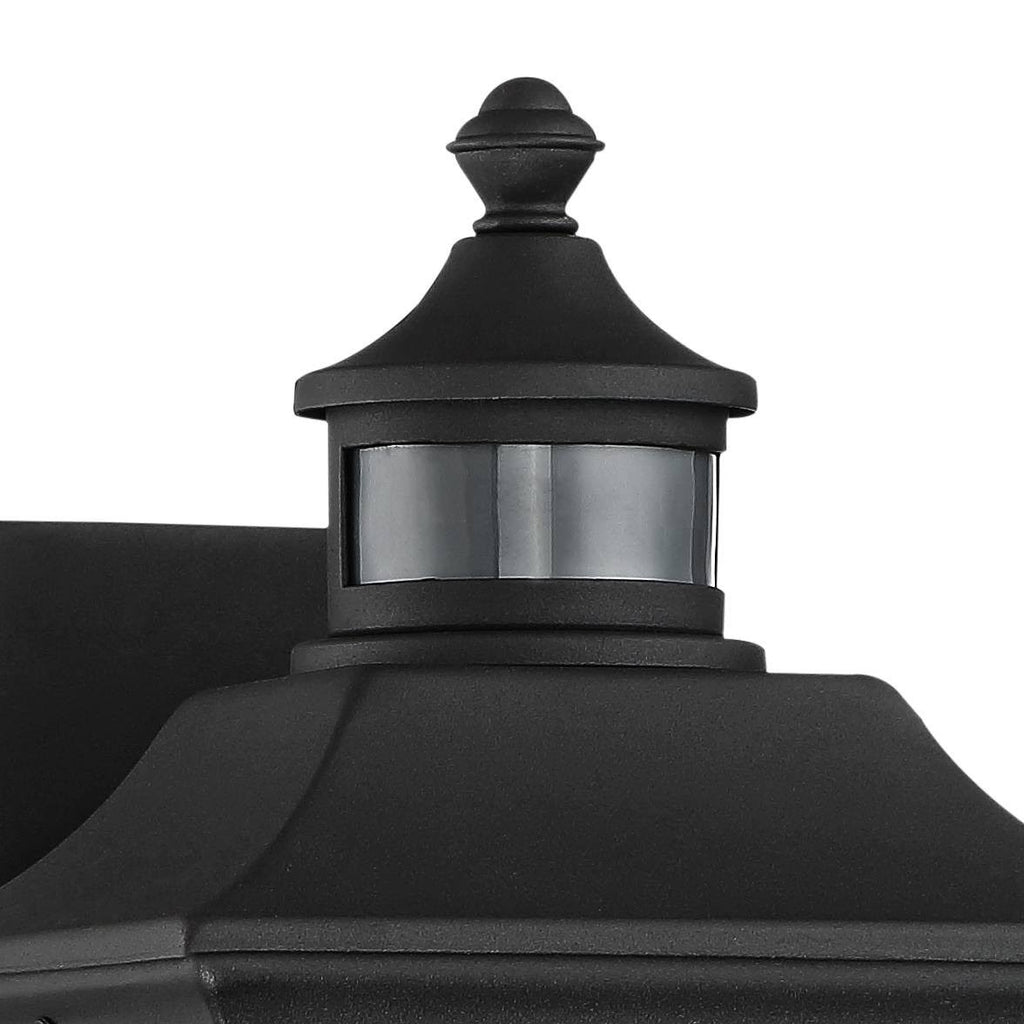 Black 12 inch Clear Seedy Glass Motion Sensor Outdoor Wall Light I418875