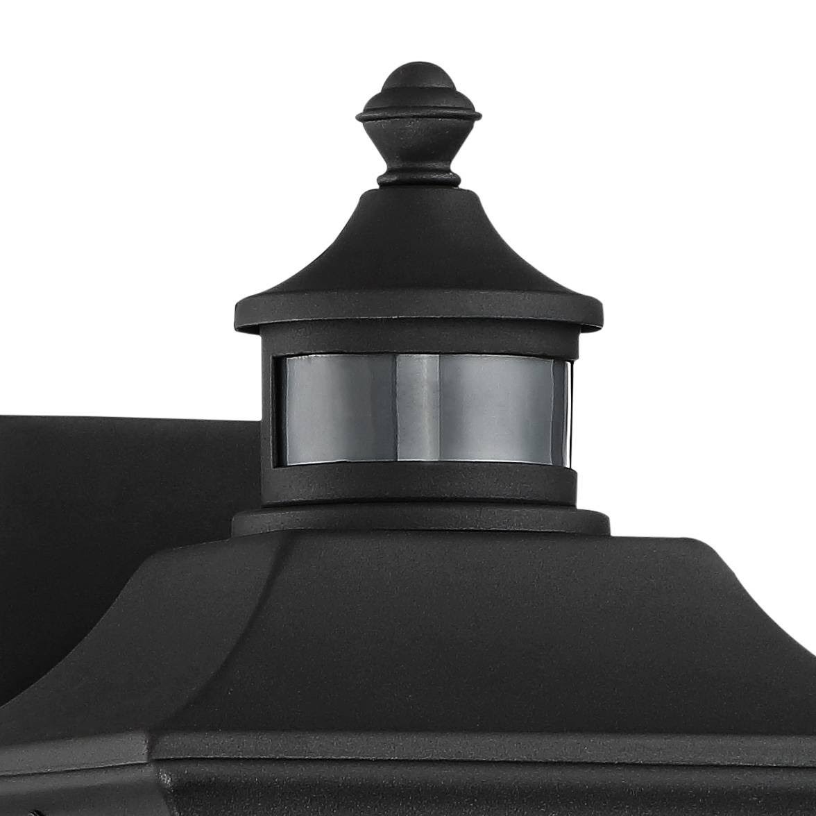 Black 12 inch Clear Seedy Glass Motion Sensor Outdoor Wall Light I418875