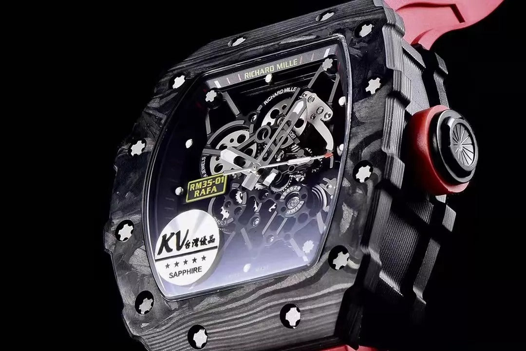 Black Bezel Red Markers Red Rubber Strap Watch I54043