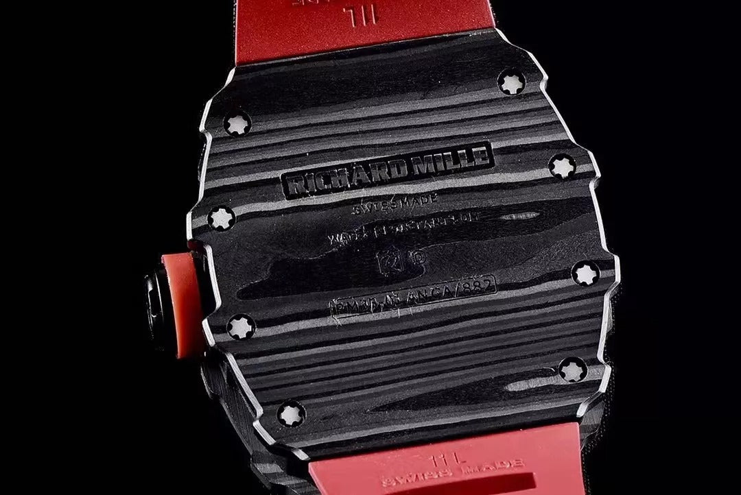 Black Bezel Red Markers Red Rubber Strap Watch I54043