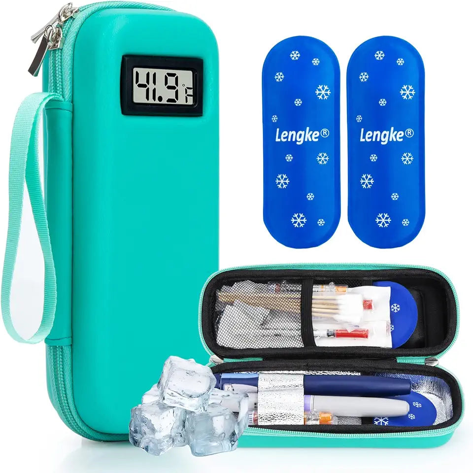Insulin Cooler Travel Case with Temperature Display, 2 TSA Approved Ice Pack L83946