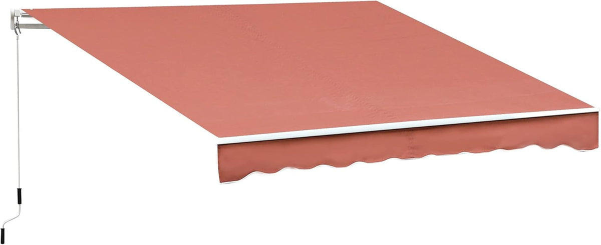 10' x 8' Manual Retractable Awning with UV Protection, Red Stripe F601