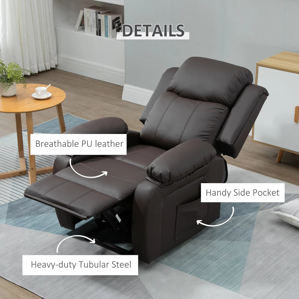 Brown PU Leather Power Lift Recliner Chair G9668