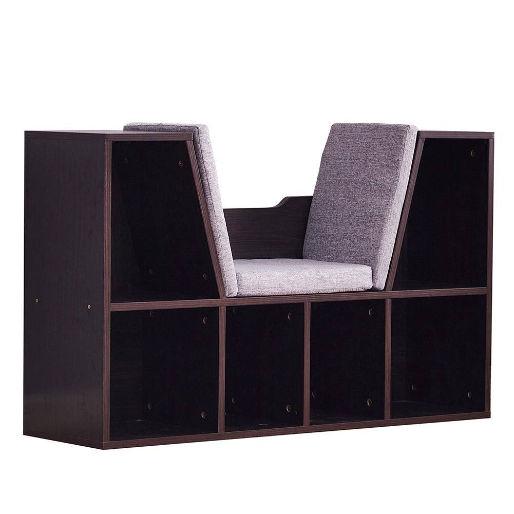 Kids Bookcase, 6-Cubby Storage Organizer Cabinet Shelf - Dark Brown X543227